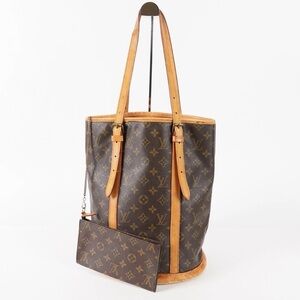 Authentic Louis Vuitton LV Monogram Bucket GM Shoukder Bag Tote + pouchette